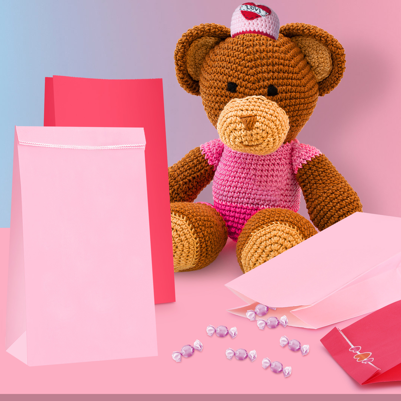 Pink Party Favor Paper Bags