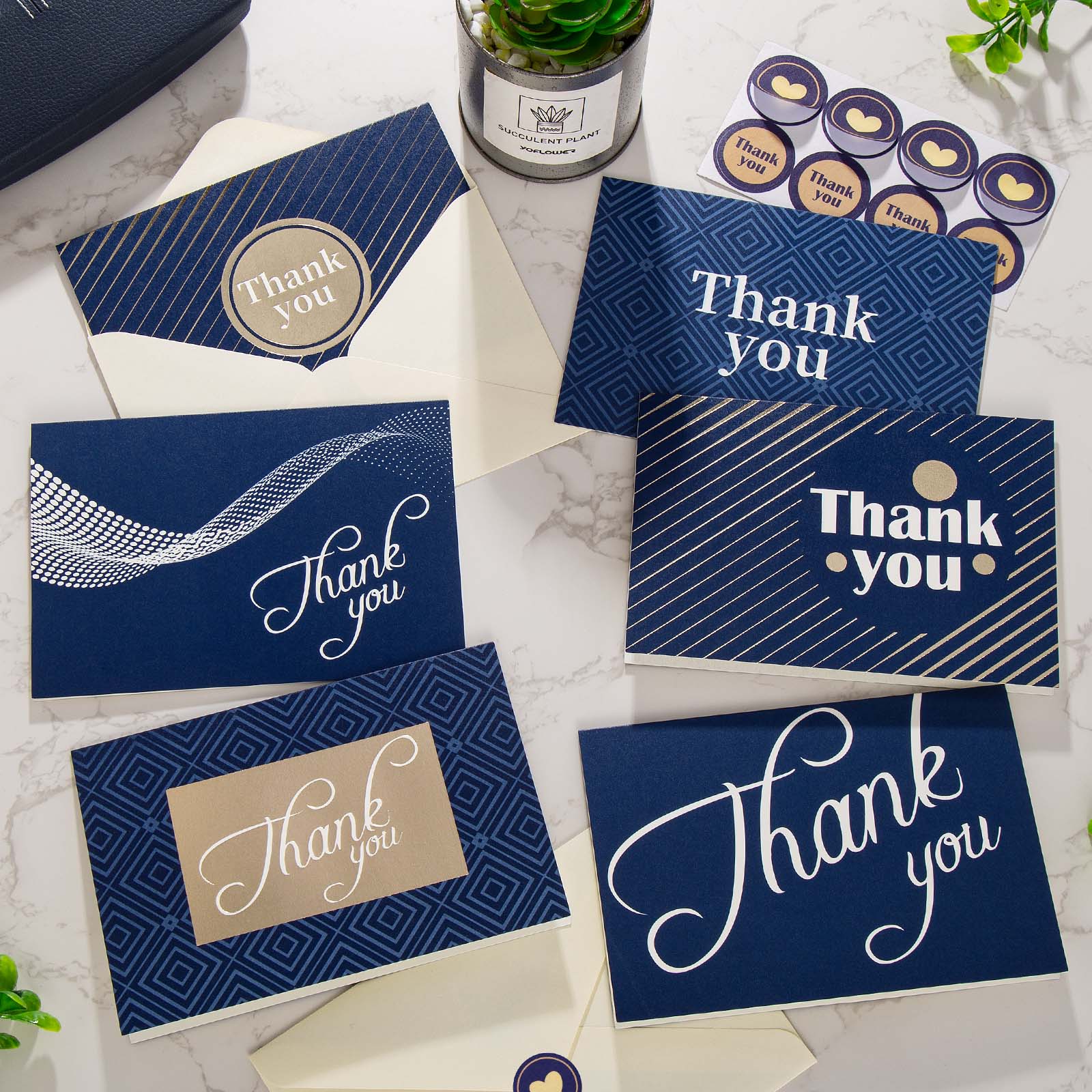 Navy blue thank you cards set