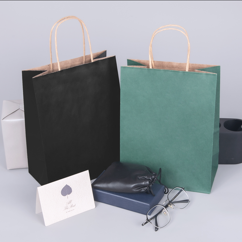 Green Kraft Paper Gift Bags
