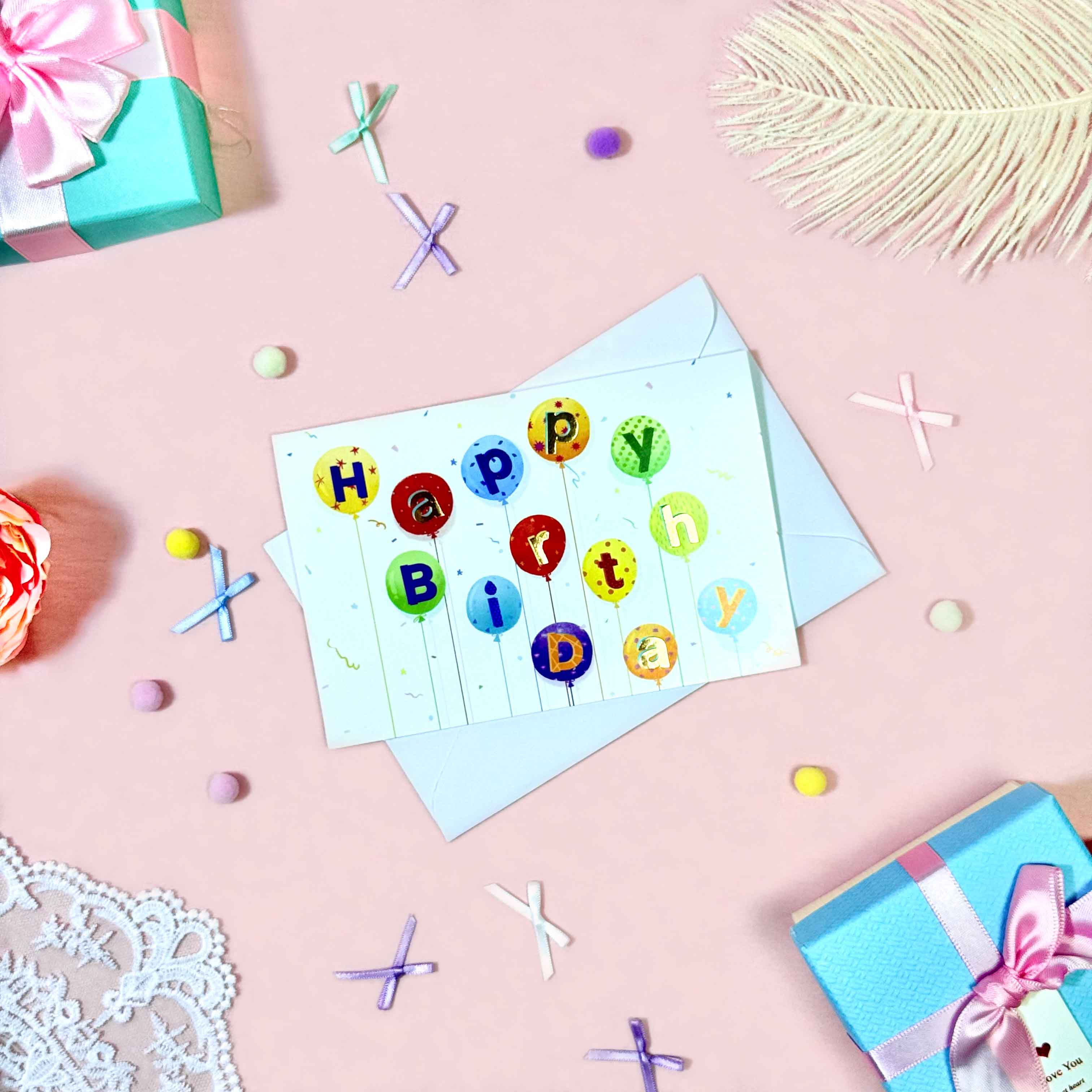 Happy birthday card（letter balloons）
