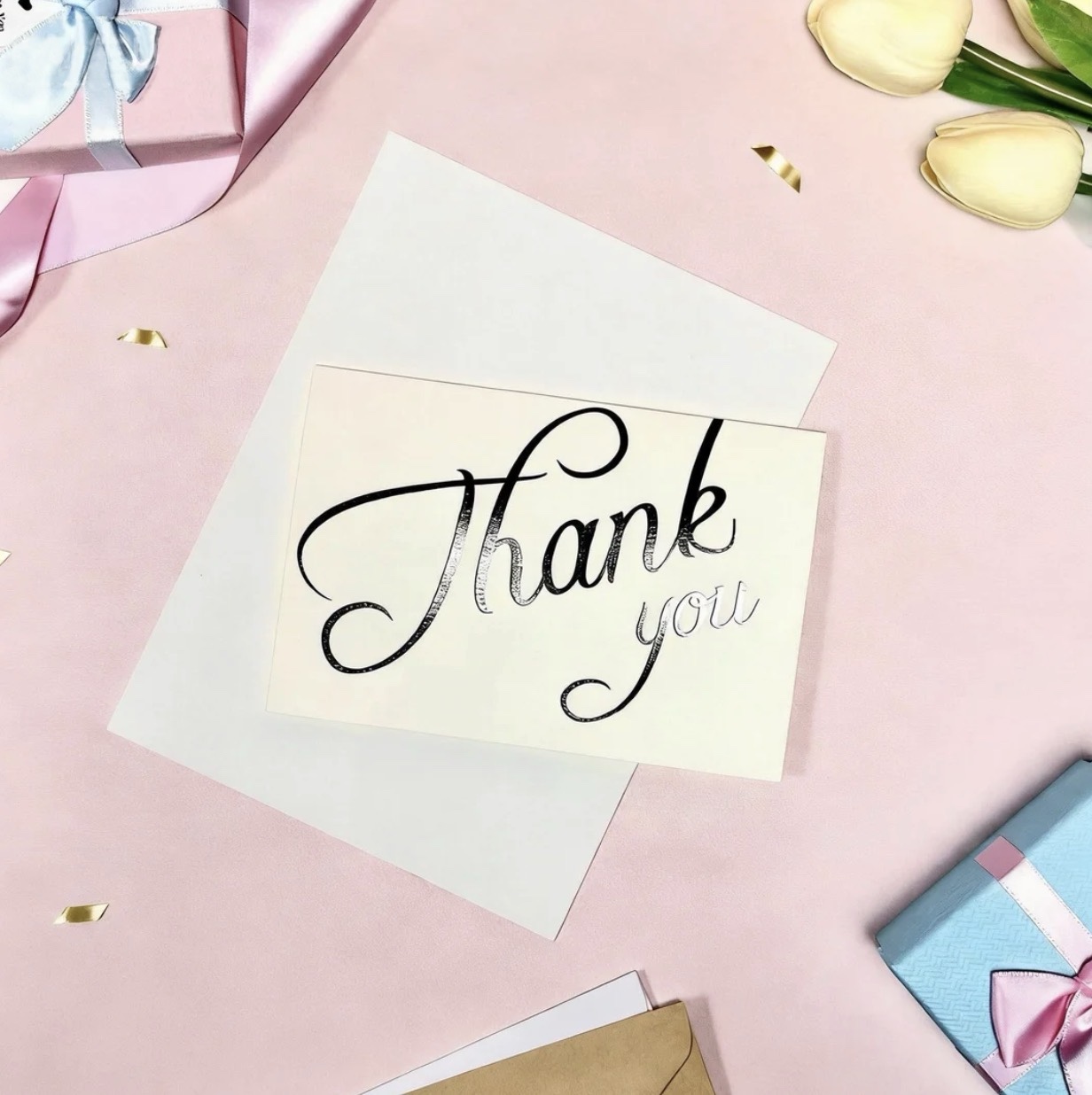 White Thank You Card